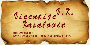 Vićentije Kasalović vizit kartica